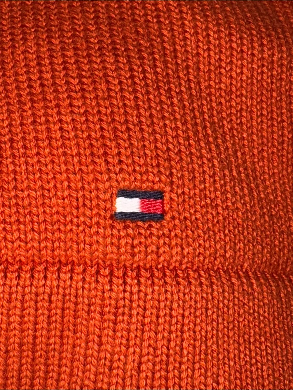 Vintage Tommy Hilfiger Knit Pullover Sweater Mens Med Blue Orange 1/4 Zip Preppy